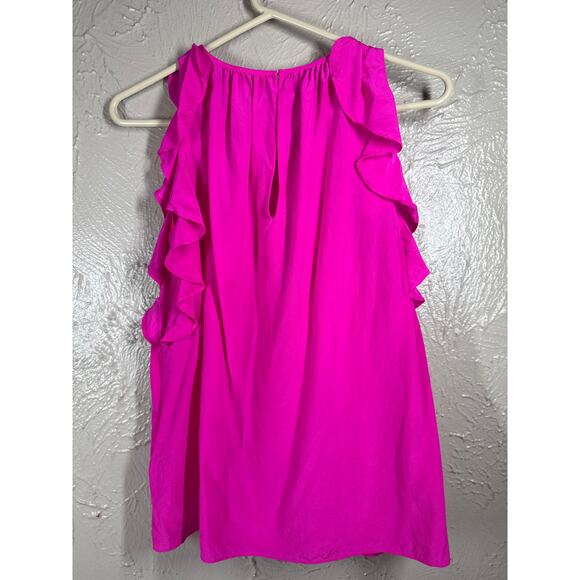 Kate Spade Crepe Ruffle Pink Fuchsia Womens Career Casual Top Size Medium - Picture 2 of 6